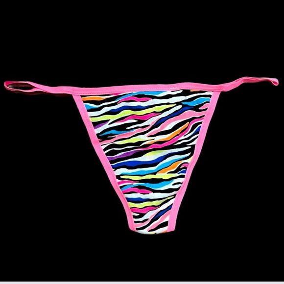 Victorias Secret Pink Soft Cotton Extra Low Rise V String panty multicolor M - Picture 2 of 6
